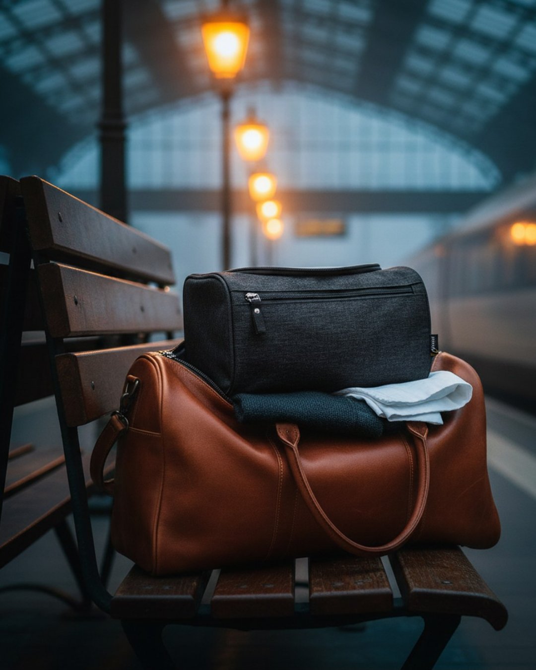 17:50 Uhr — Freitag, Bag auf dem Weekender am Bahnsteig
